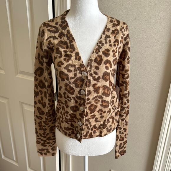 Lucky Brand Sweaters - Leopard Print Button-Up Cardigan